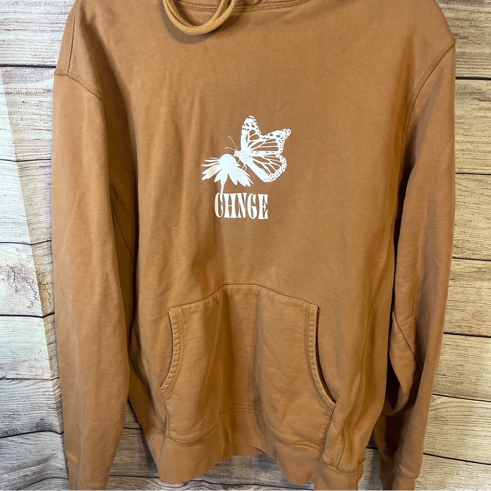 CHNGE Hoodie Size L Rust Color Butterflies. Growth Is A Process